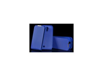 Telone Iron lefelé nyíló fényes szövetbevonatos fliptok Samsung i9505, i9506, i9515, i9500 Galaxy S4-hez kék*