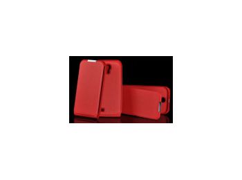 Telone Iron lefelé nyíló fényes szövetbevonatos fliptok Samsung i8160 Galaxy Ace 2-höz piros*