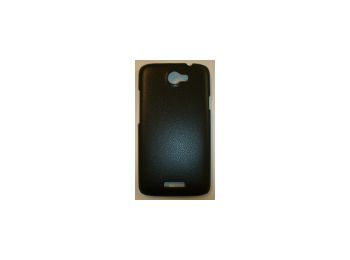 Jekod Shield bőrhatású műanyag hátlaptok kijelzővédő fóliával HTC One X-hez fekete*