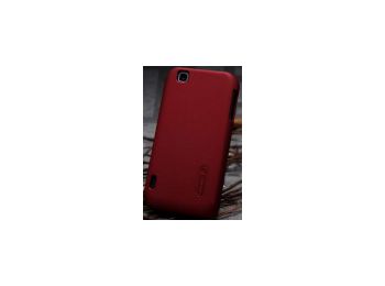 Nillkin Super Frosted érdes műanyag hátlaptok kijelzővédő fóliával LG E730 Optimus Sol-hoz piros*