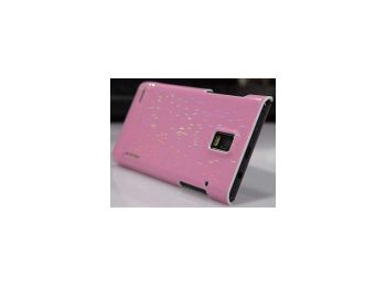 Nillkin Dynamic Colors fényes üvegszál hatású kemény műanyag hátlaptok kijelzővédő fóliával Huawei U9200 Ascend P1-hez rózsaszín*