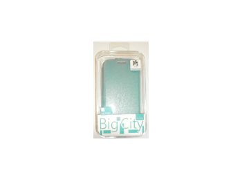 Rock Big City oldalra nyíló bőrhatású fliptok Samsung i9260 Galaxy Premier-hez világoskék*