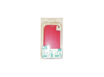 Rock Big City oldalra nyíló bőrhatású fliptok Samsung i9260 Galaxy Premier-hez pink*
