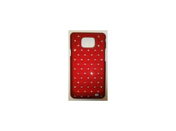Telone Diamond matt műanyag hátlaptok strasszkövekkel Samsung i9105, i9100 Galaxy S2-höz piros*