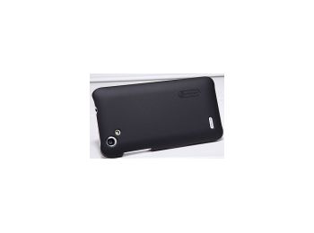 Nillkin Super Frosted érdes műanyag hátlaptok kijelzővédő fóliával HTC One SC-hez fekete*
