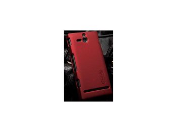 Nillkin Super Frosted érdes műanyag hátlaptok kijelzővédő fóliával Sony ST25 Xperia U-hoz piros*