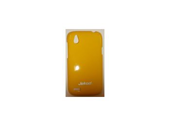 Jekod Shiny fényes műanyag hátlaptok kijelzővédő fóliával HTC Desire V-hez sárga*